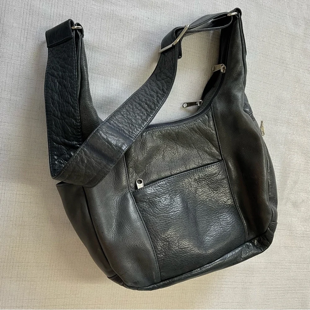 Coronado Leather TAOS HOBO Leather Bag Indigo Gray Color